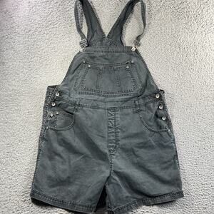 RVT SHORTALLS WOMENS 22 BLACK FADED BIB OVERALLS SHORTS FITS 42” WAIST 5” INSEAM